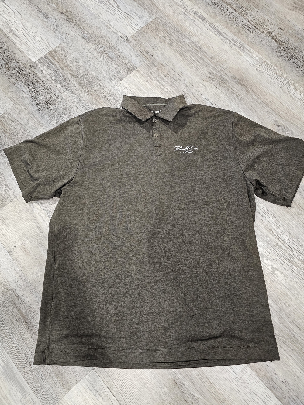 Nike Dri-Fit Golf Men's Brown Green Polo with Embroidered Fallen Oak XL